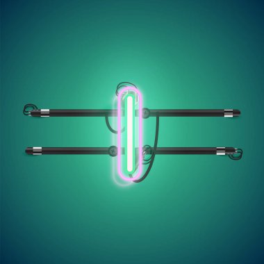 Bir fontset'ten gerçekçi parlayan çift neon charcter