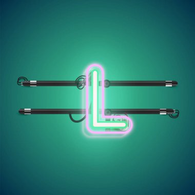 Bir fontset'ten gerçekçi parlayan çift neon charcter