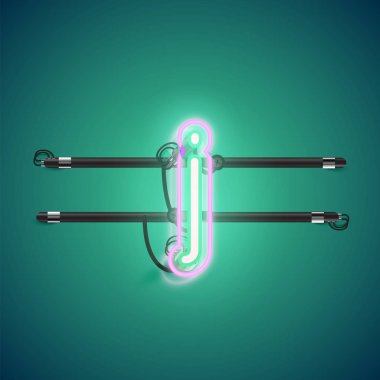 Bir fontset'ten gerçekçi parlayan çift neon charcter