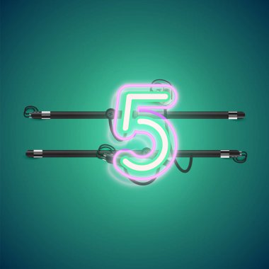 Bir fontset'ten gerçekçi parlayan çift neon charcter