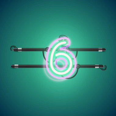 Bir fontset'ten gerçekçi parlayan çift neon charcter