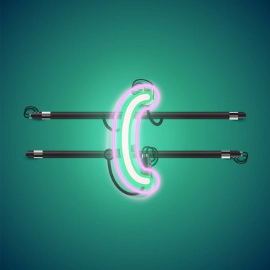 Bir fontset'ten gerçekçi parlayan çift neon charcter