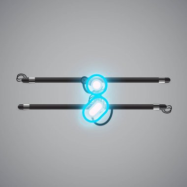 Bir fontset'ten gerçekçi parlayan çift neon charcter