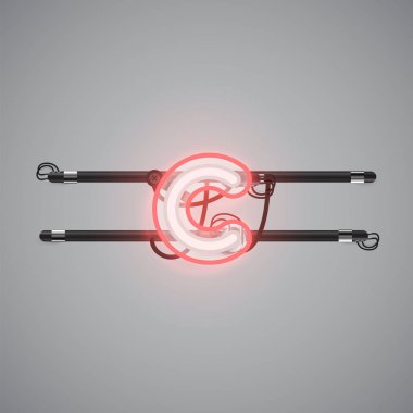 Bir fontset'ten gerçekçi parlayan çift neon charcter