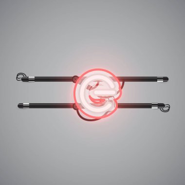 Bir fontset'ten gerçekçi parlayan çift neon charcter