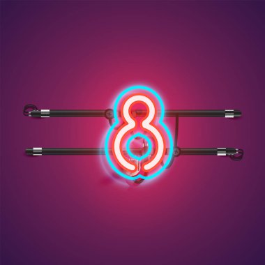 Bir fontset gerçekçi parlayan çift neon charcter, vektör il