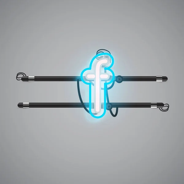 फ़ॉन्टसेट से वास्तविक चमकती डबल नीयन अक्षर चालू और बंद — स्टॉक वेक्टर