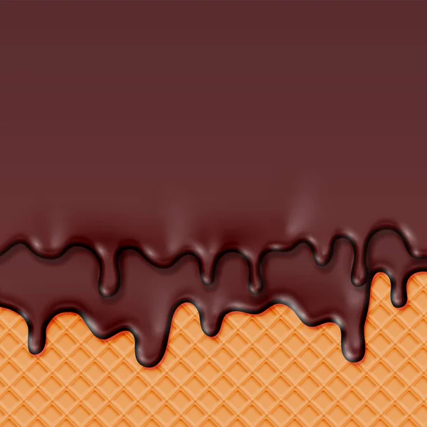 Üzerinde eritme kremi olan gerçekçi waffle, vektör illüstrasyon — Stok Vektör