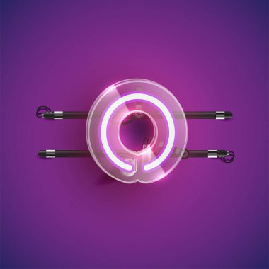 Plastik çantalı gerçekçi neon karakter, illu vektörü.