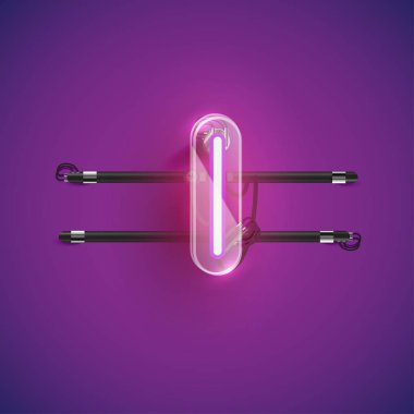 Plastik kutulu gerçekçi neon L karakteri, illu vektörü