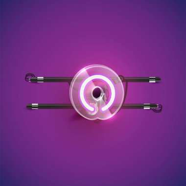 Plastik çantalı gerçekçi neon karakter, illu vektörü.