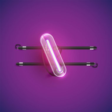 Gerçekçi neon ters çizgi karakteri etrafta plastik kılıfla,