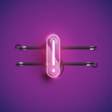 Plastik kutu AR ile gerçekçi neon 'ünlem işareti' karakteri