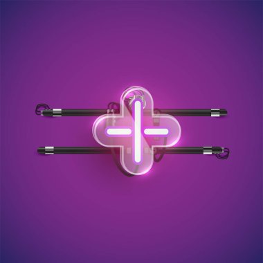 Etrafta plastik kılıflı gerçekçi neon artı tabela karakteri,