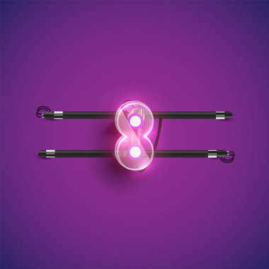 Etrafında plastik kutu olan gerçekçi neon kolon karakteri, vekto