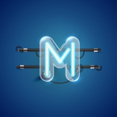 Plastik kutulu gerçekçi neon M karakteri, İllu vektörü