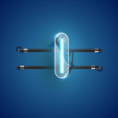 Plastik kutulu gerçekçi neon L karakteri, illu vektörü