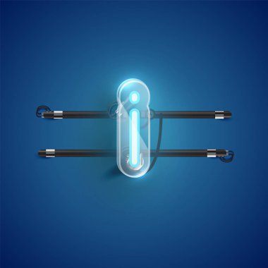 Plastik kutulu gerçekçi neon I karakteri, illu vektörü