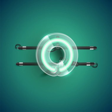 Plastik çantalı gerçekçi neon karakter, illu vektörü.