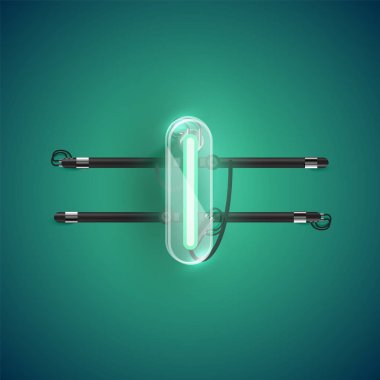 Plastik kutulu gerçekçi neon I karakteri, illu vektörü