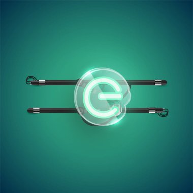 Plastik kılıflı gerçekçi neon karakter.