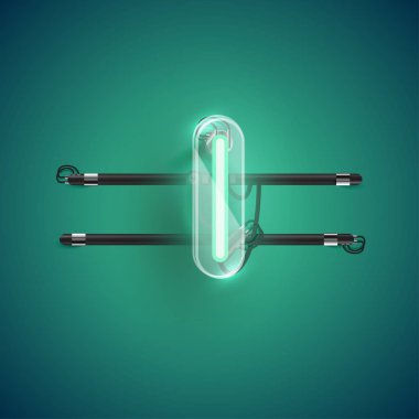 Plastik kutulu gerçekçi neon L karakteri, illu vektörü