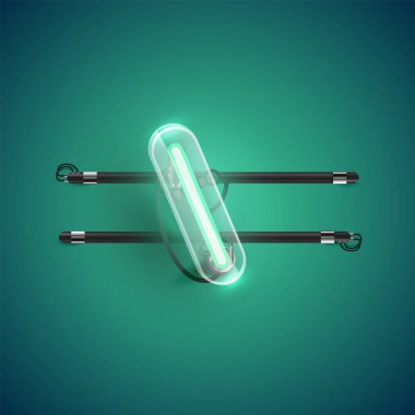 Gerçekçi neon ters çizgi karakteri etrafta plastik kılıfla,