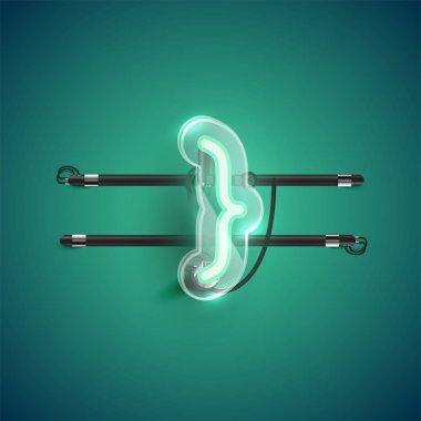 Etrafında plastik kılıf olan gerçekçi neon parantez karakteri, vec