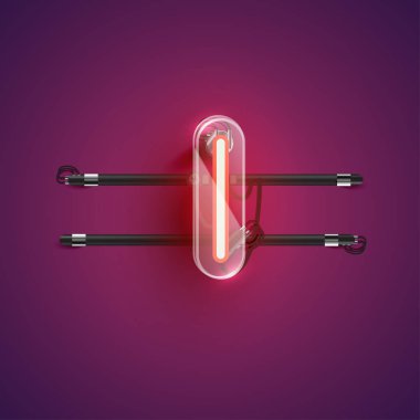 Plastik kutulu gerçekçi neon L karakteri, illu vektörü