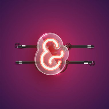 Etrafında plastik kılıf olan gerçekçi neon ve / ve / ve 'karakter, vect