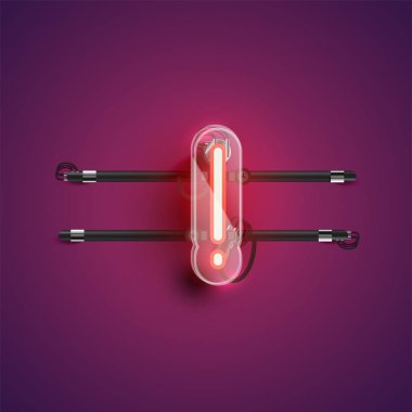 Plastik kutu AR ile gerçekçi neon 'ünlem işareti' karakteri