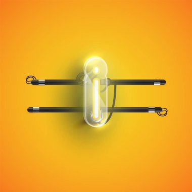 Plastik kutulu gerçekçi neon I karakteri, illu vektörü