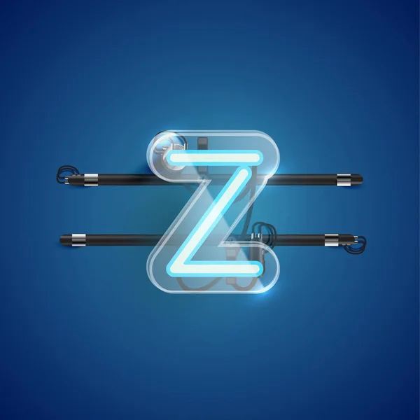 Caractère néon Z réaliste avec boîtier en plastique autour, vecteur illu — Image vectorielle