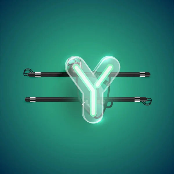 Realistischer Neon y Charakter mit Plastikhülle herum, Vektor illu — Stockvektor