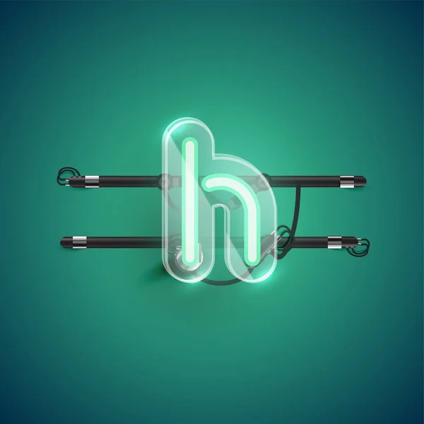 Caráter de neon H realista com caixa de plástico ao redor, illu vetor — Vetor de Stock