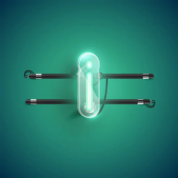 Plastik kutulu gerçekçi neon I karakteri, illu vektörü — Stok Vektör