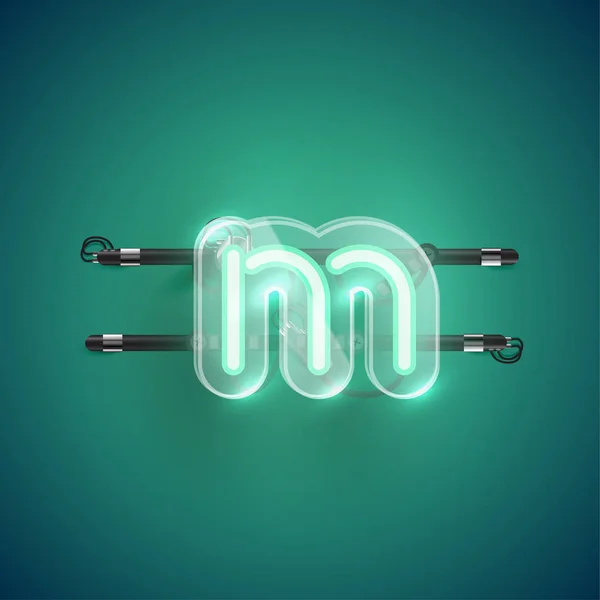 Realistische neon m-Figur mit Kunststoffhülle, Vektor illu — Stockvektor