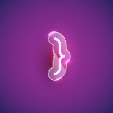 Etrafında plastik kılıf olan gerçekçi neon parantez karakteri, vec