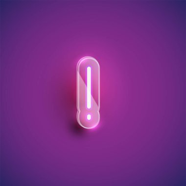 Plastik kutu AR ile gerçekçi neon 'ünlem işareti' karakteri