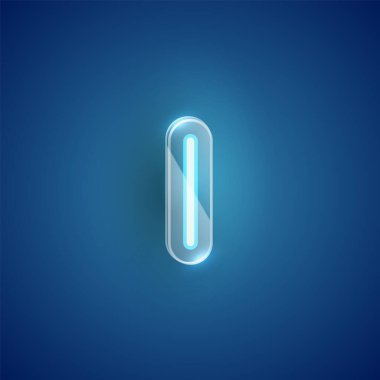 Plastik kutulu gerçekçi neon I karakteri, illu vektörü