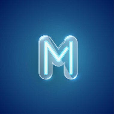 Plastik kutulu gerçekçi neon M karakteri, İllu vektörü