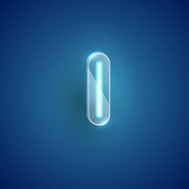 Plastik kutulu gerçekçi neon L karakteri, illu vektörü