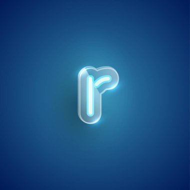 Plastik kutulu gerçekçi neon R karakteri, illu vektörü