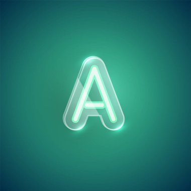 Gerçekçi neon ışığı. Plastik kaplı bir karakter. İllu vektörü.