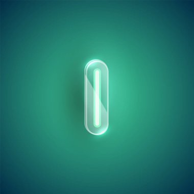 Plastik kutulu gerçekçi neon I karakteri, illu vektörü