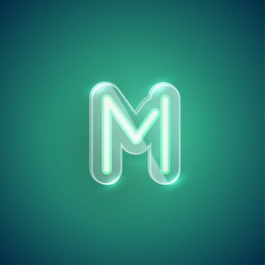Plastik kutulu gerçekçi neon M karakteri, İllu vektörü