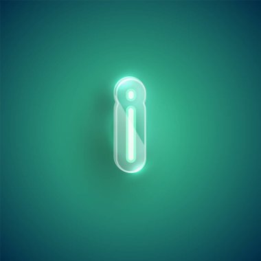Plastik kutulu gerçekçi neon I karakteri, illu vektörü