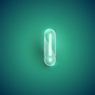 Plastik kutu AR ile gerçekçi neon 'ünlem işareti' karakteri