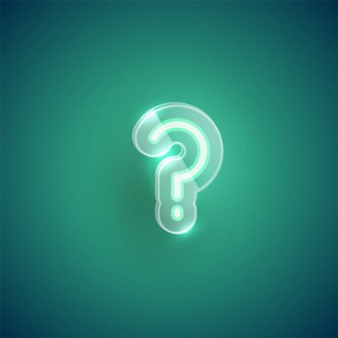 Plastik çantalı gerçekçi neon 'soru işareti' karakteri