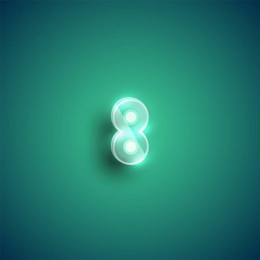 Etrafında plastik kutu olan gerçekçi neon kolon karakteri, vekto